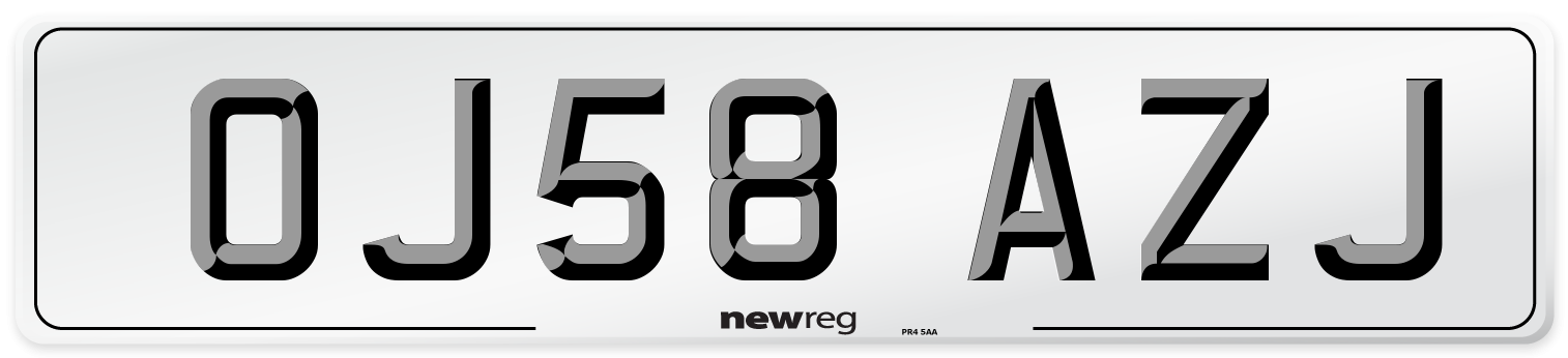 OJ58 AZJ Number Plate from New Reg